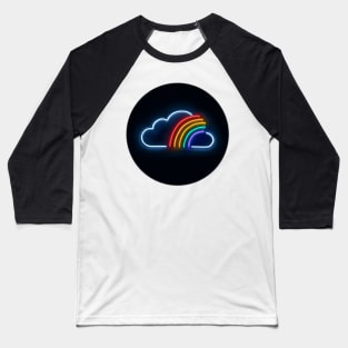 Rainbow Cloud Neon Sign, Digital Illustration Baseball T-Shirt